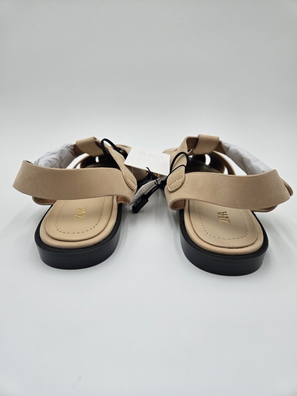NWT + Dust Bag ZARA Leather Cage Fisherman Sandals | Sandy Brown | Size 7.5 - Picture 8 of 12